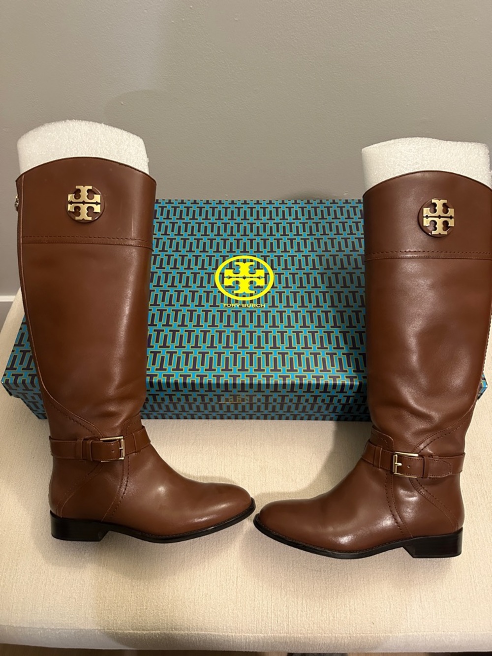 Tory Burch Brown Leather Riding Boots